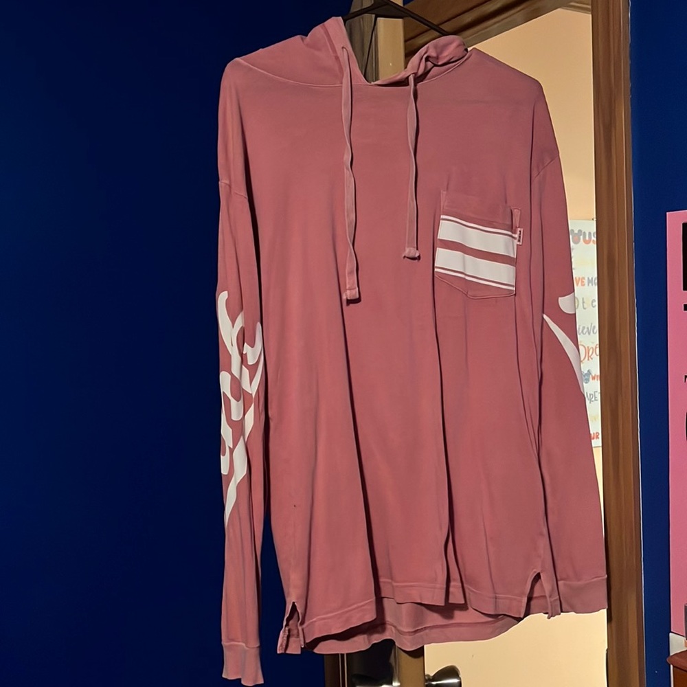 PINK Hooded Long Sleeve Tee